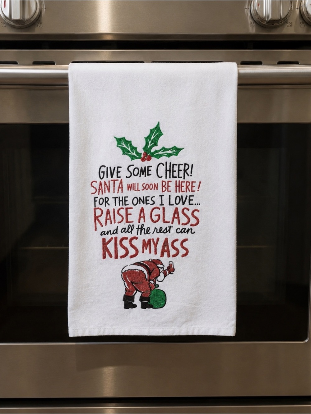 Primitives by Kathy Funny Santa Christmas Dish Towel NWT Kitchen Decor